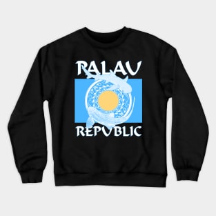 Palauan Flag with Leopard Shark and Whitetip Reef Shark Crewneck Sweatshirt